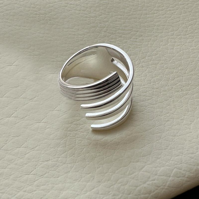 Multi-layer Cross Ring Niche Design Texture Simple Fashion Versatile Heavy Industry Wide Striped Ring