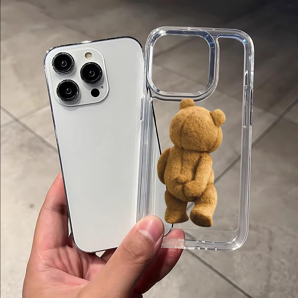 Popular bear looking at mobile phone Phone Case for Oppo A60 A98 A78 A38 A57 A76 A55 A74 A94 A54 A16 A93 A92 4G 5G Clear Cover