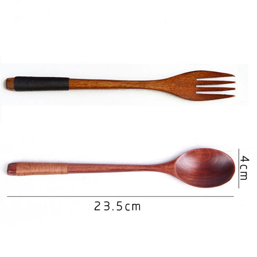 Natural Honey Spoon Kitchen Gadgets Long Handle Dinner Soup Spoon Fork Wooden Spoon Tableware
