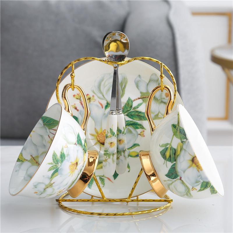 Bone China Coffee Cup and Saucer Set Ceramic Water Cup with Spoon Tea Set