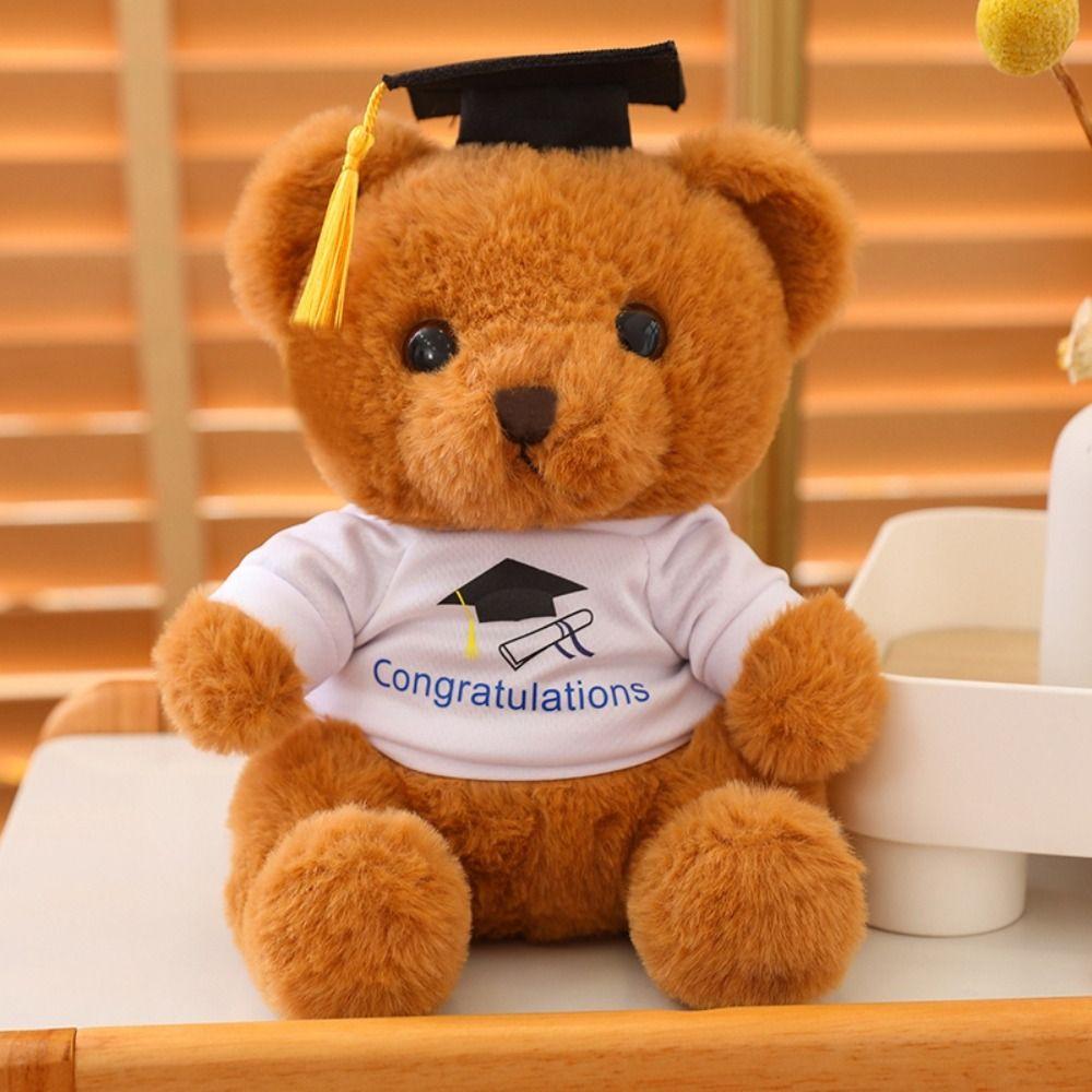 With Doctorial Hat Doctor Cap Graduation Bear Doll Sitting Bear Plush Toys  Party Favors