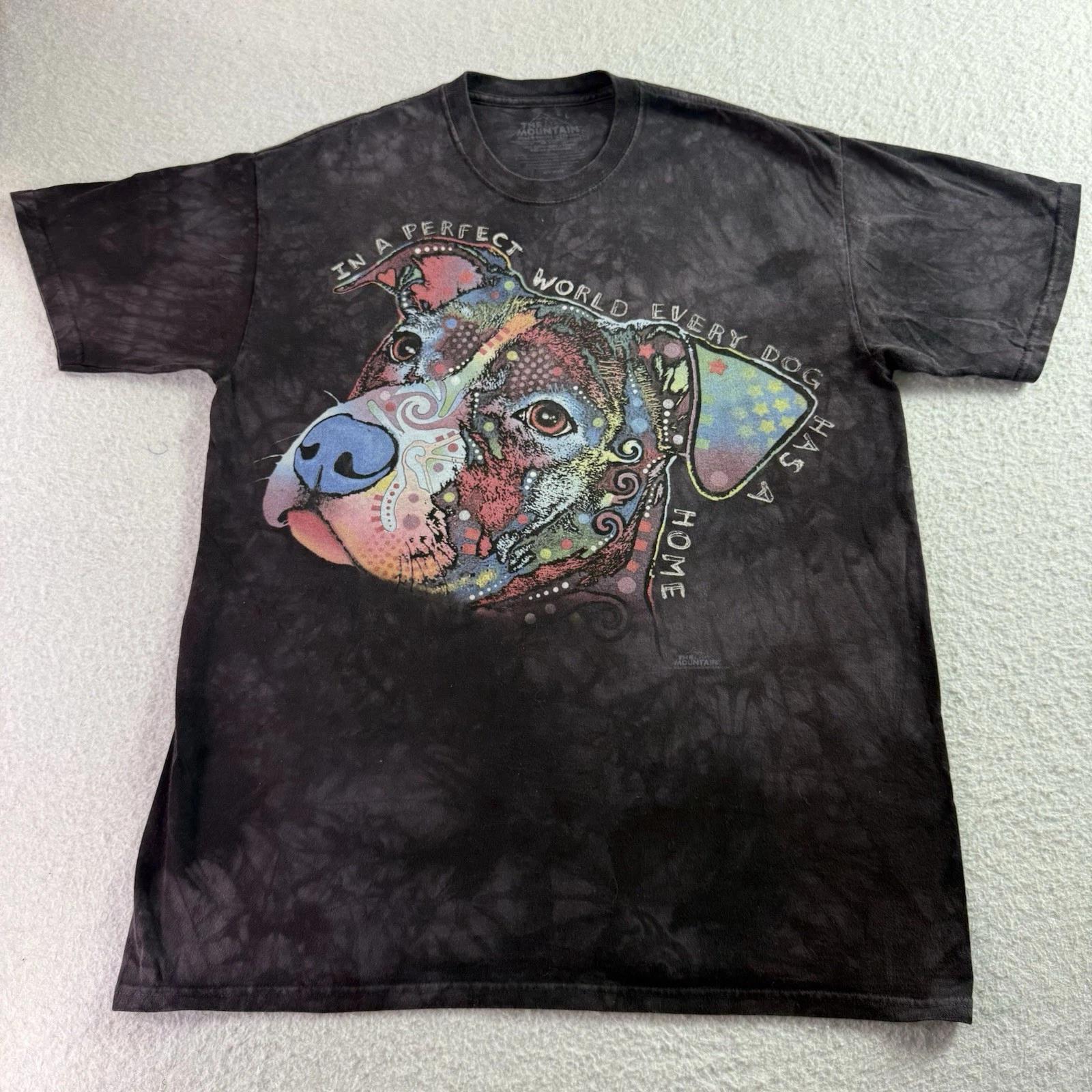 The Mountain T-shirt Adult L Black Tie-Dye Dog Dean Russo Pit Bull Love Rescue S