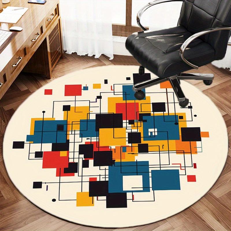 

Modern Abstract Geometric Round Area Rug, Non Slip Office Chair Mat for Home Decor, Stylish Floor Carpet for Living Room Bedroom Diameter 60cm