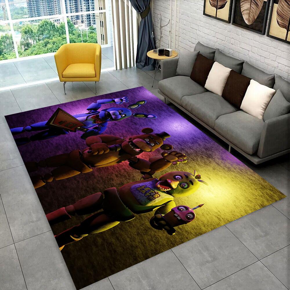3D Horror Game F-FNAF Freddy Movie Carpet Rug for Playroom Bedroom Living Room Sofa Home Decor,Area Rug Non-slip Floor Mat Gift