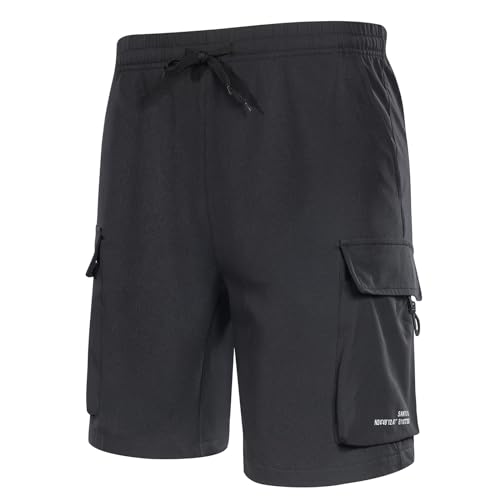 Santic Men's Cycling Racer Pants, Casual Summer Style, Pockets, Waterproof, Breathable, Quick-Drying, Black, Size XL