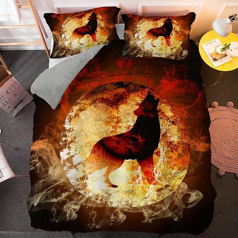 Fashion Wolf Pattern Bedding Sets Animal Duvet Cover Set Queen King Size Quilt Covers With Pillowcase