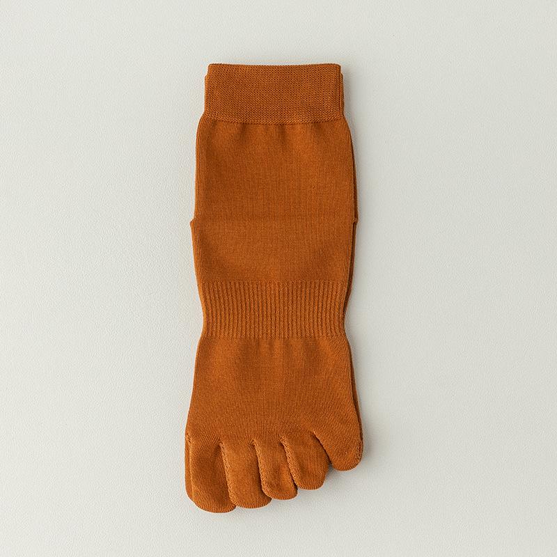 

Женские носки с пальцами из гребенного хлопка, антибактериальные - Однотонные, до середины икры, весна/осень One Size