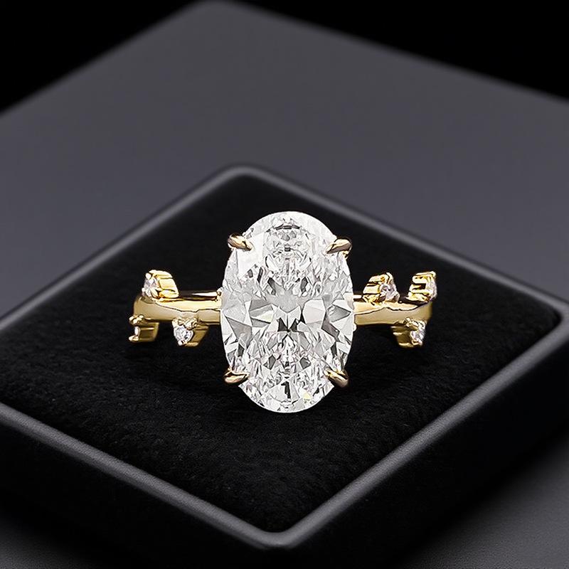 

Zhuozhifan S925 Silver Oval Pigeon Egg Engagement Ring - Exquisite Women s Jewelry Size 5