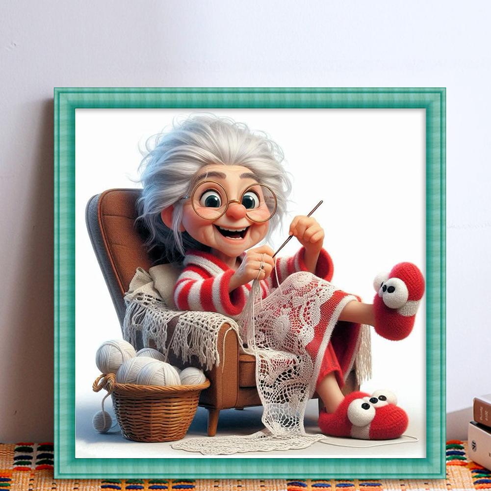 Full Embroidery Eco-cotton Thread 11CT Printed Old Lady Cross Stitch Kit Art