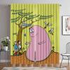 Les Barbapapa Home Interior Curtains 2 Pieces Tulle for Bedroom Halloween Decoration Modern Living Room Curtains Shades Curtain