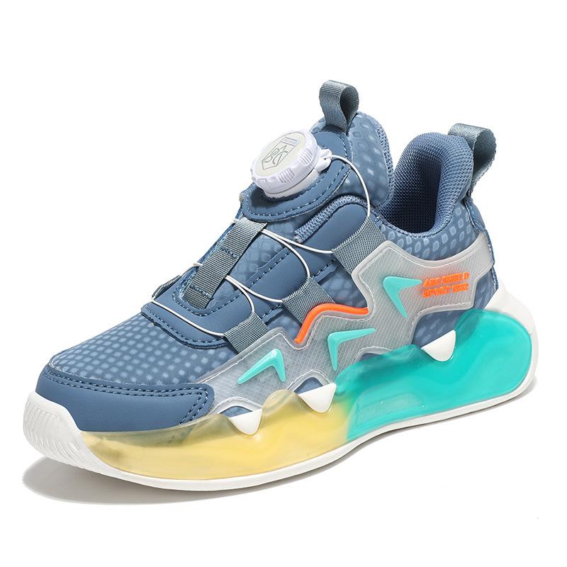 Children's Colorful Sports Shoes 2025 Boys Personalized Rotating Button Breathable Shoes Medium Older Children and Girls Outdoor Running Shoes