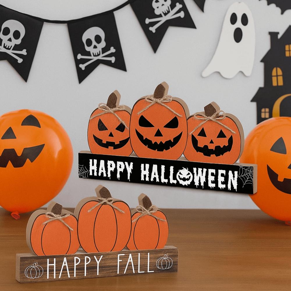 Wooden Halloween Desk Decoration Cute Pumpkin Table Sign Fall Pumpkin Table Decor Prop