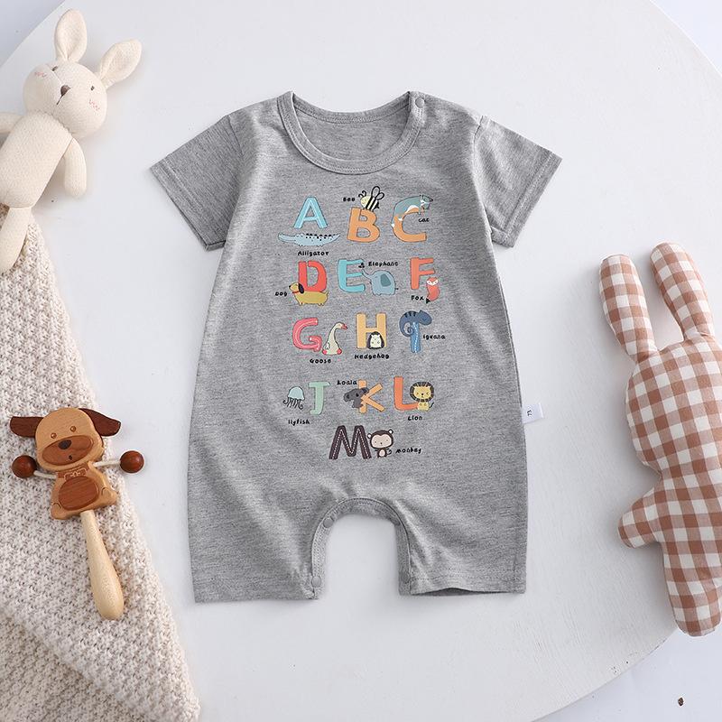 2026 Summer Kids O-Neck Short Sleeve Pajama-Rompers Baby Spring Short Crawling Clothes Cartoon Cotton Jumpsuit for Girl Boy