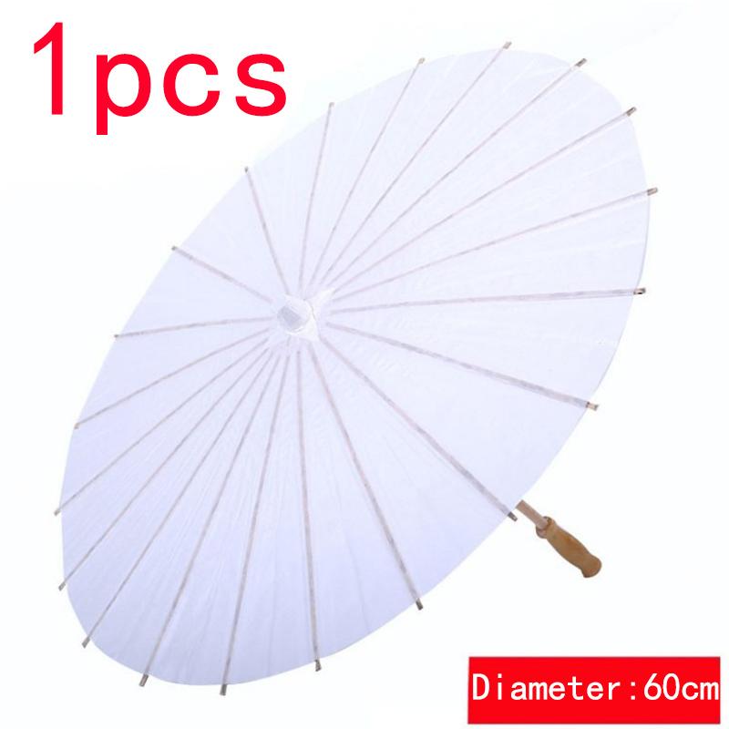60CM 1/3/5/10 Stück Weißer Papier-Sonnenschirm für Hochzeitsfeier Gastgeschenk DIY Bambusschirme für Braut Sommer Strand Foto-Requisiten