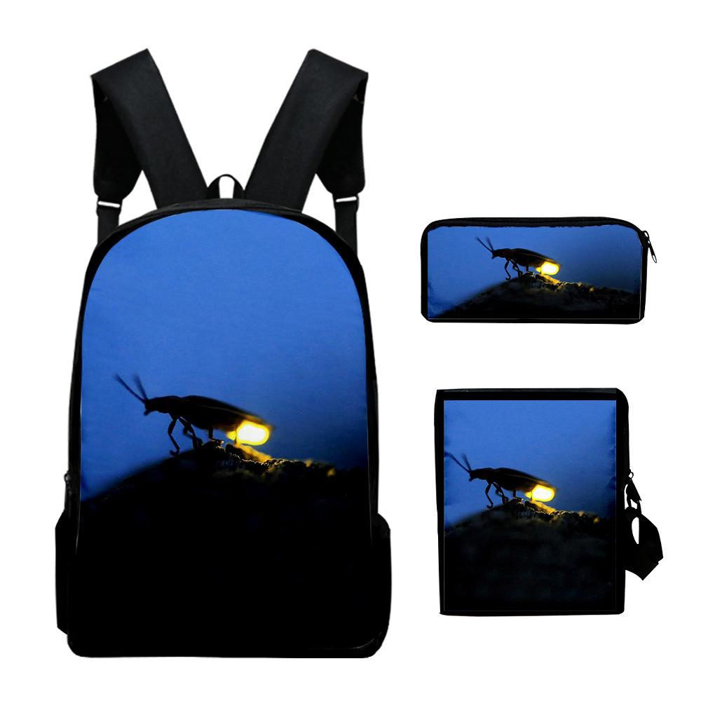 Classic Popular Classic Fireflies 3D Print 3pcs/Set pupil School Bags Laptop Daypack Backpack Inclined shoulder bag Pencil Case