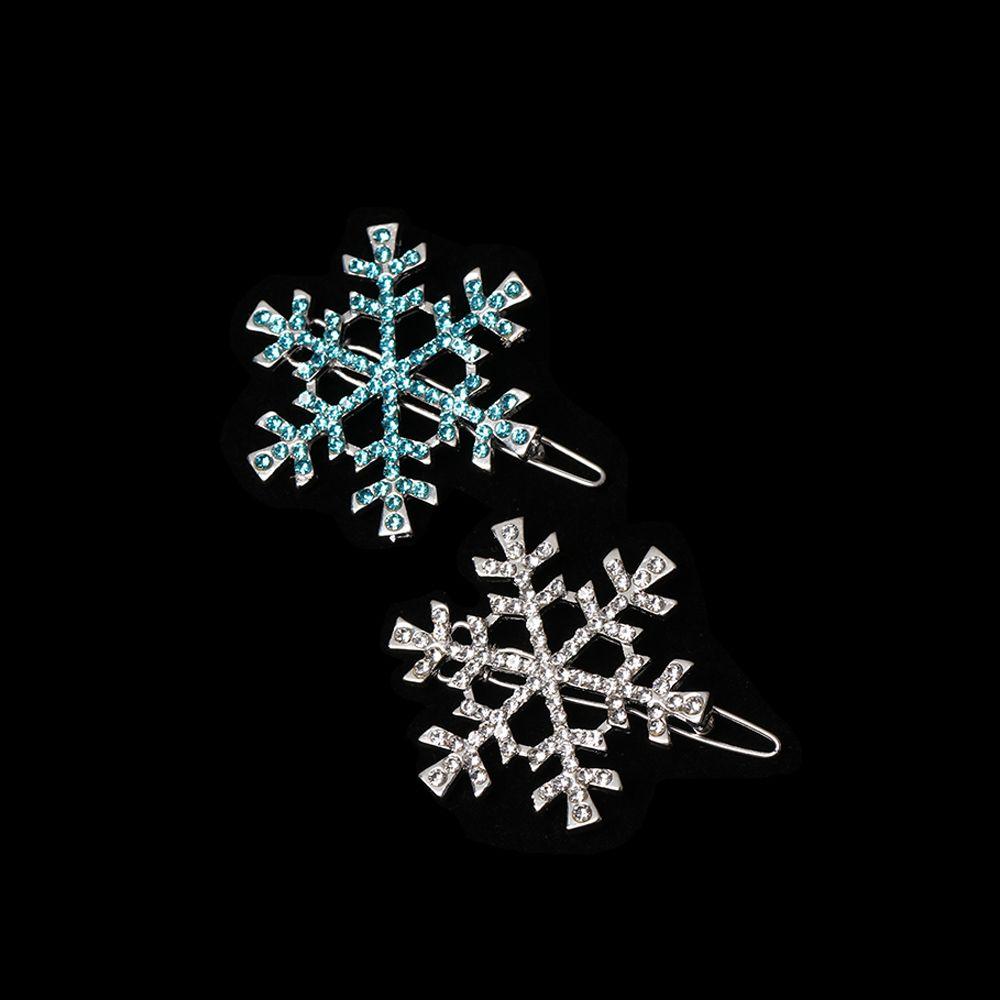Girls Shiny Christmas Hair Clips Crystal Snowflake Hairpins Hair Accessories Rhinestone Barrette