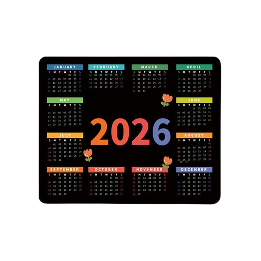 Kalendář 2026 Protiskluzová podložka pod myš Barevná podložka s kalendářem na kancelářský stůl Domácí dekorace Vodotěsná podložka na stůl Herní příslušenství