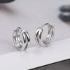 Round Circle Double Circle Silver Color Punk Jewelry Men Hoop Earrings Stud Earrings Ear Studs