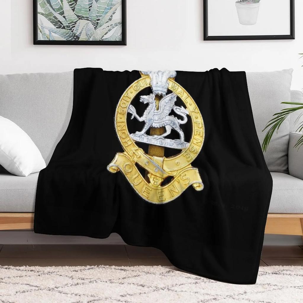 Queens Regiment Cap Badge Throw Blanket Multi Use Warm Blanket for Living Room Bedroom
