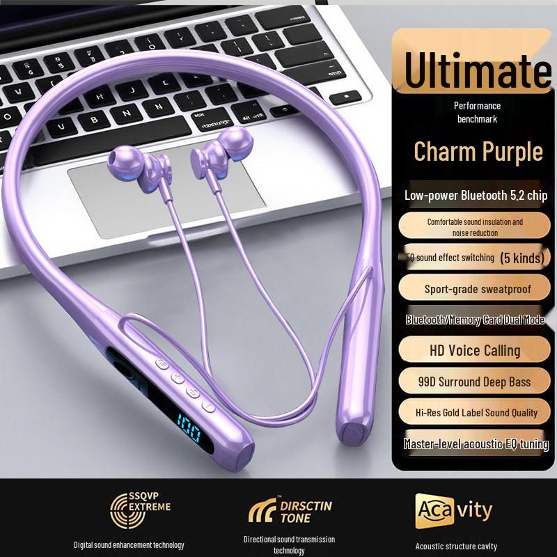 Neckband Bluetooth Headphones 2025: Ultra-Long Battery, Large Capacity, Comfortable Fit, Noise Reduction, High Quality, Card Slot.