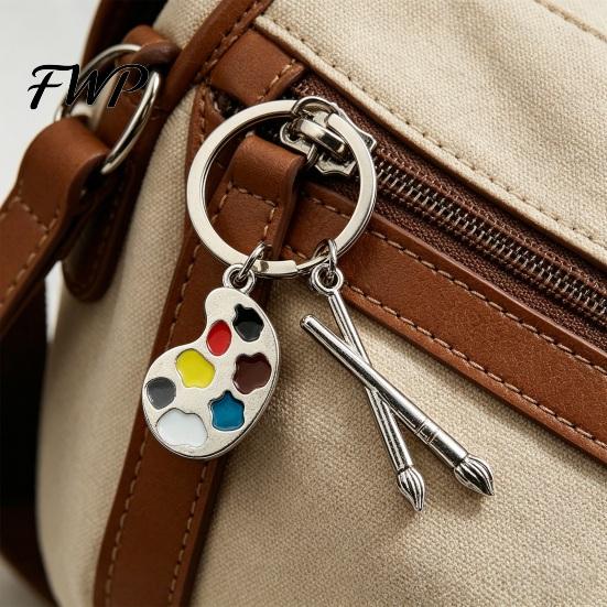 Keychain For Painters 2PCS Palette with Metal Chain Buckle Keyring Easy Carry Durable Alloy Art Lover Gift Artistic Shape Key Holder for Lovers