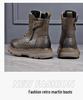 Men's Genuine Leather Mid-Cut Martin Boots - Trendy, All-Match, High-Top with Velvet Lining for Autumn and Winter
