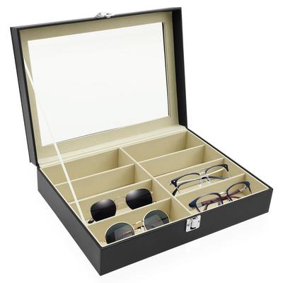 8 Slot PU Leather Glasses Case Glasses Organizer with Detaahable  Drawer For Eyeglass Sunglasses Storage Display Box