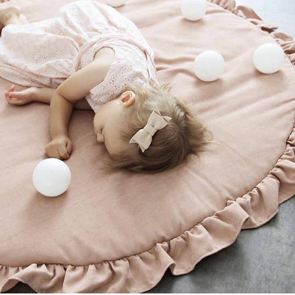 100cm Kids Round Ruffled Baby Play Mats Soft Cotton Crawling Pad Kids Game Mat Kids Room Decor
