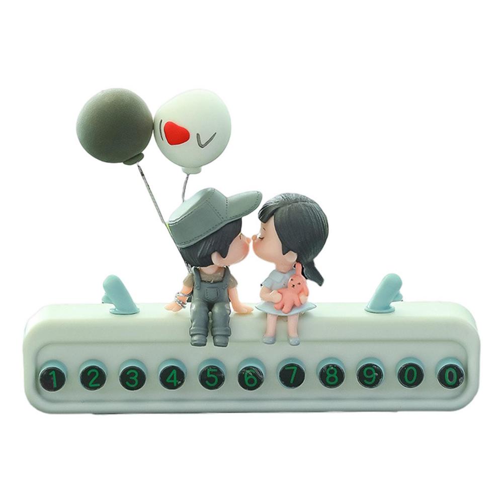 Phone Number Plate Couple Doll Temporary Number Plate Auto Heatproof Decorations Dashboard Display Decorations For Men Women