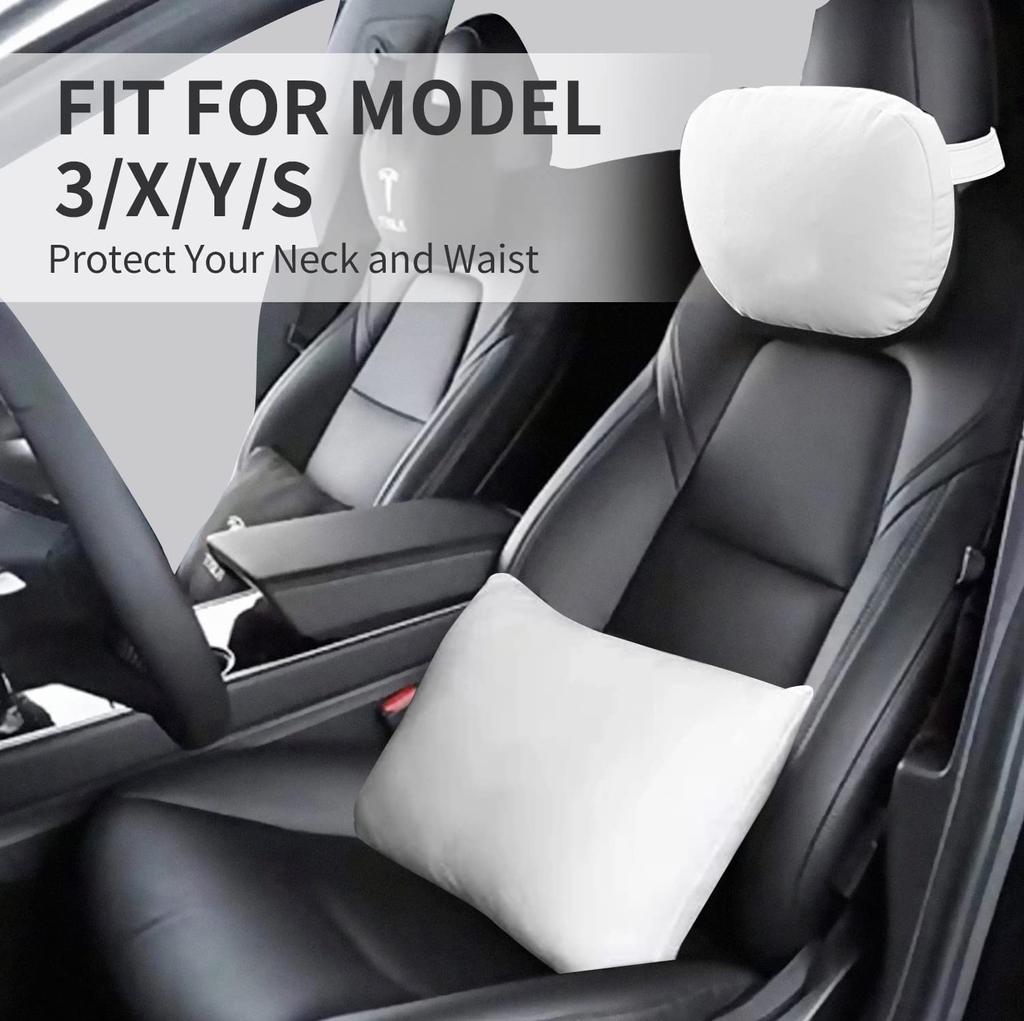 Car Seat Headrest Neck Pillow Memory Soft Comfort Neck Cushion With Logo Car Accessories for Model 3 Model Y Model S Model X