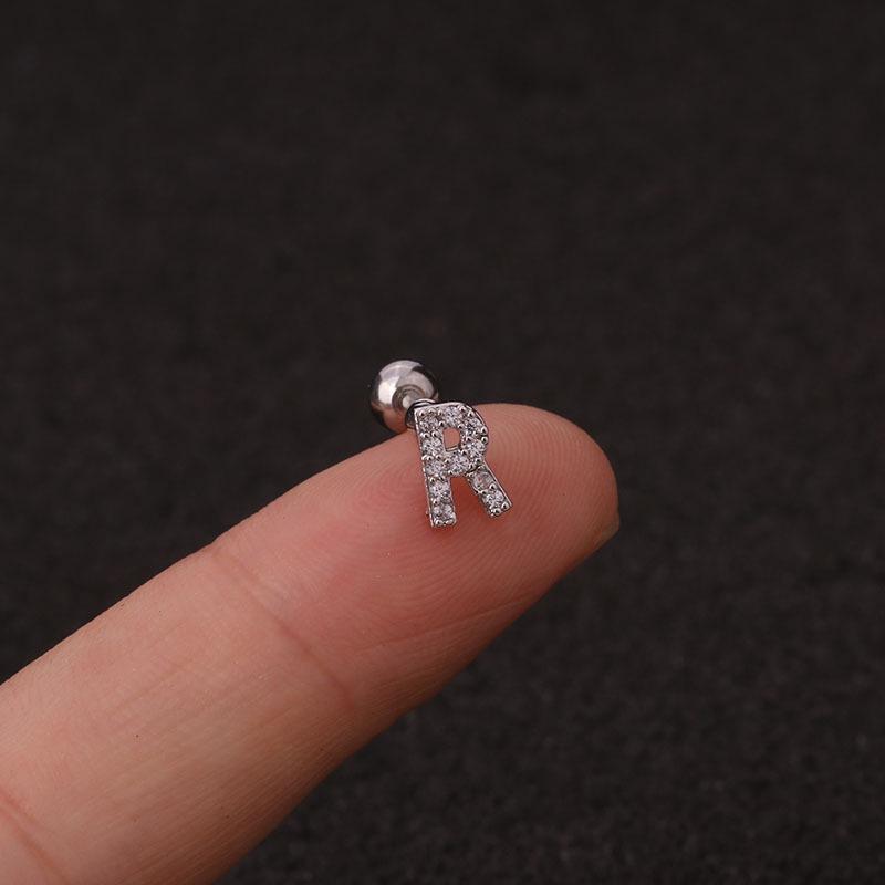 Trendy 26 Letters Tragus Cartilage Earring Women Exquisite Tiny Initial Alphabet Name Helix Earring Piercing Jewelry Gift