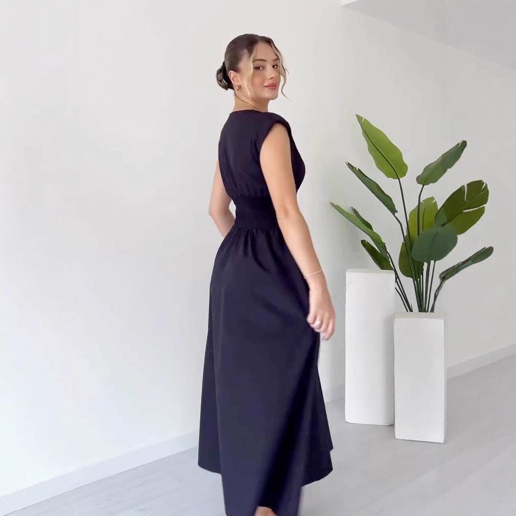 2025 European-American Women's V-Neck Zip Cardigan Slim Dress