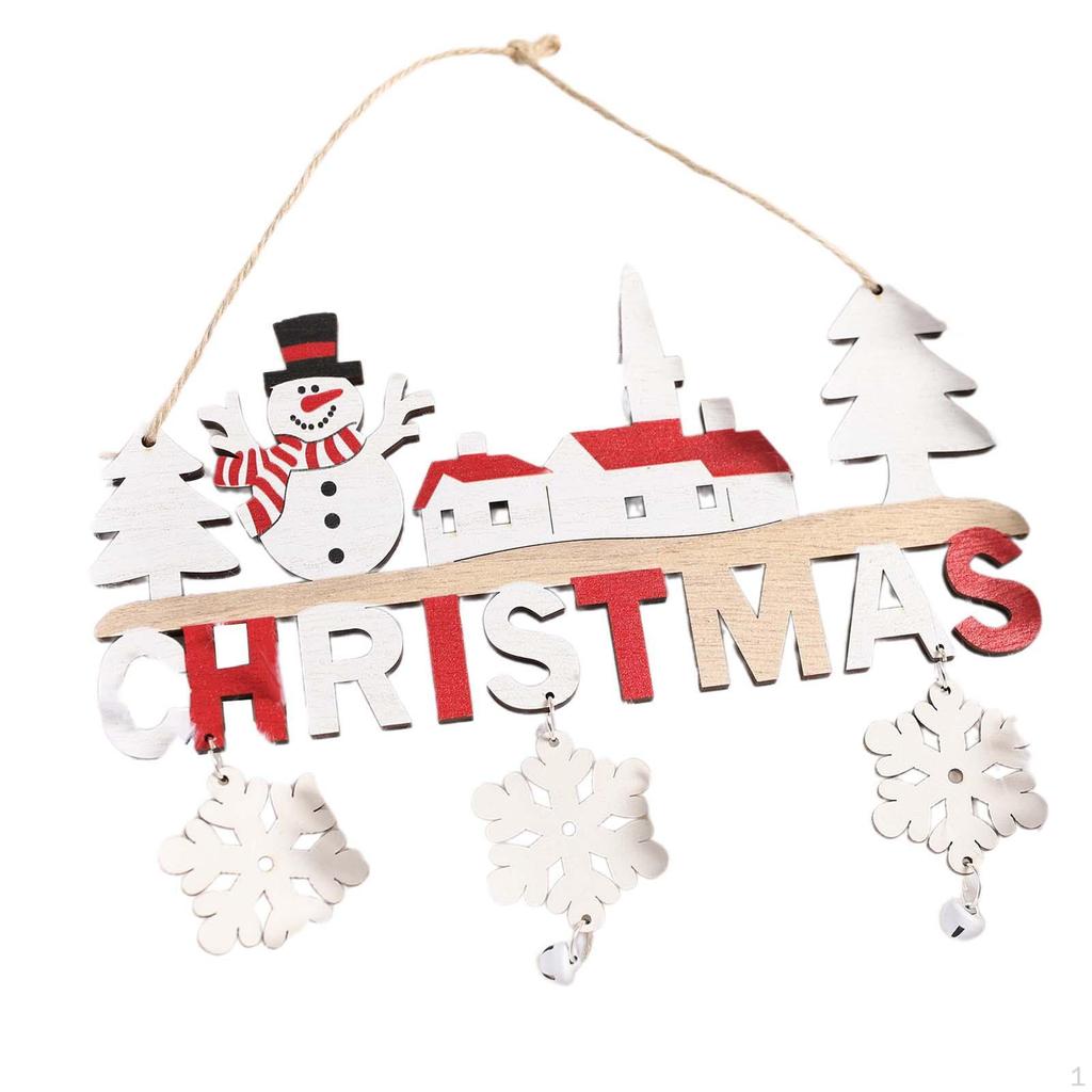 Christmas Wooden Pendant with Bells for Door Sign And Wall Decor