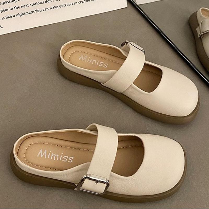 Women's summer outdoor closed-toe semi-slip-on sandals|slip-on thick-soled casual mules