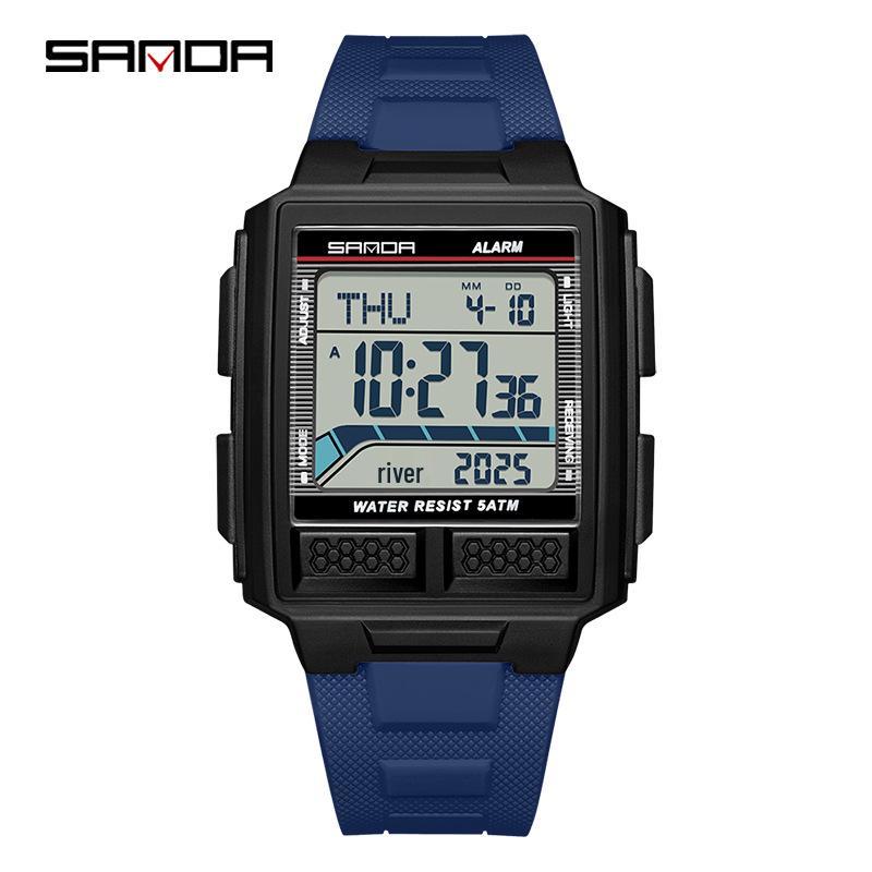 Sanda Men's Large Screen Luminous Multifunctional Waterproof Countdown Wristwatch