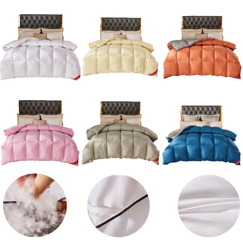 Duvet Color Solid Thickened Warm Goose Down Filling Quilt Natural Winter Blanket