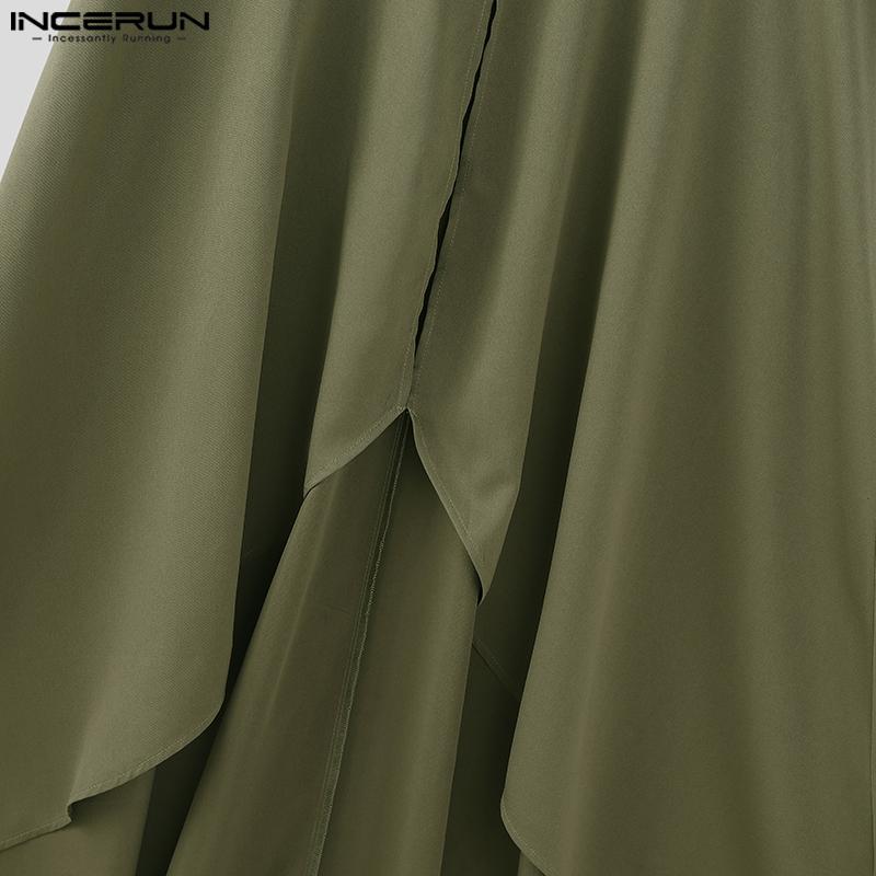 INCERUN Men Sleeveless Button Cutout Irregular Ruffled Long Vest Cardigan Waistcoats