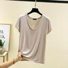 Women's Plus Size Modal Round Neck Short Sleeve T-Shirt, Spring/Summer Lightweight Loose Slimming Base Layer Versatile Top
