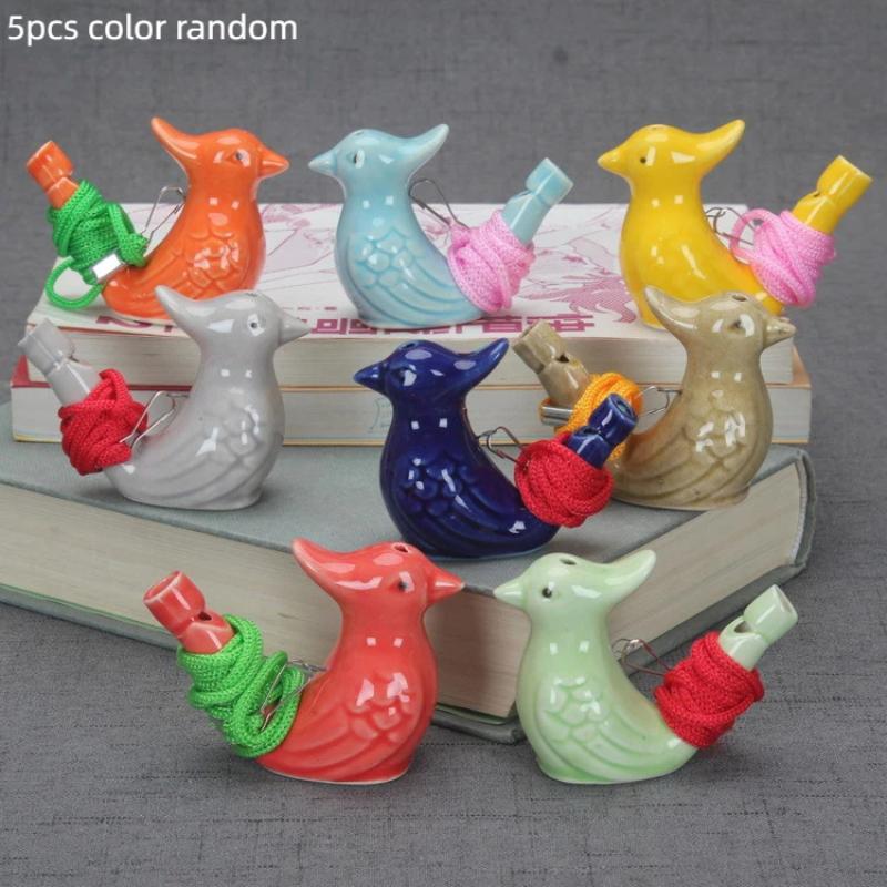 1/5Pcs Bird Whistle Water Musical Ceramic Set Colorful Animal Shape Early Learning Bath Noise Maker Party Favor