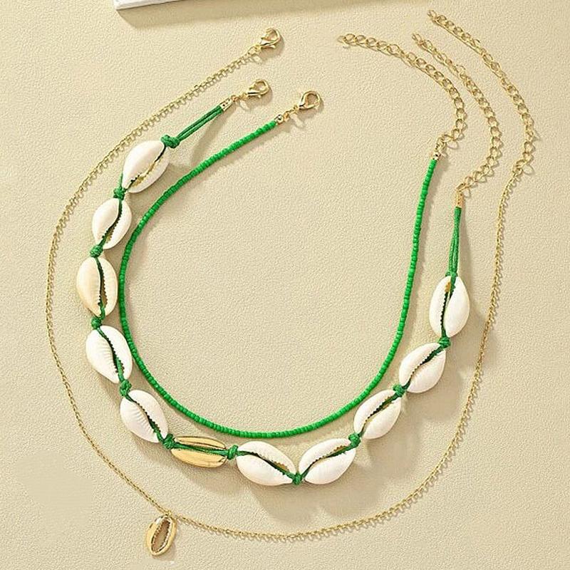 Mehrlagige Muschelkette im böhmischen Stil für Frauen und Mädchen, trendige Halskette mit Muscheln für den Urlaub, Strand, Ozean, Schlüsselbein, Schmuck