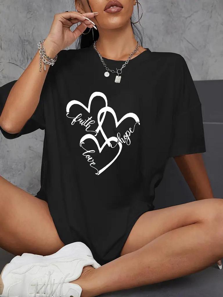 Valentinstag Herz Rundhals Damen Kurzarm Oberteil - Kostenloser Versand