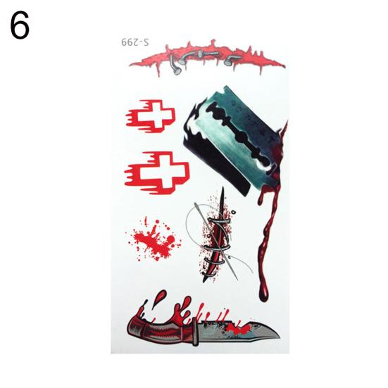 3D Halloween Bloody Scar Temporary Tattoo Sticker Cosplay Body Art Makeup Decal