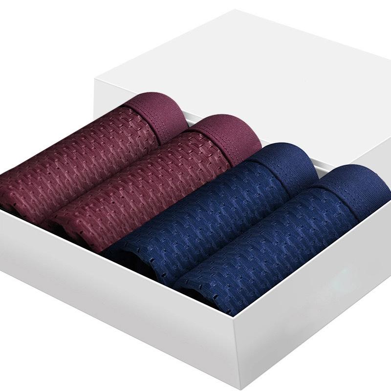 4 Pairs Of Underwear Gift Box Men's Ice Silk Boxer Shorts Sexy Loose Cool Mesh Comfortable Close-fitting Boxer Shorts