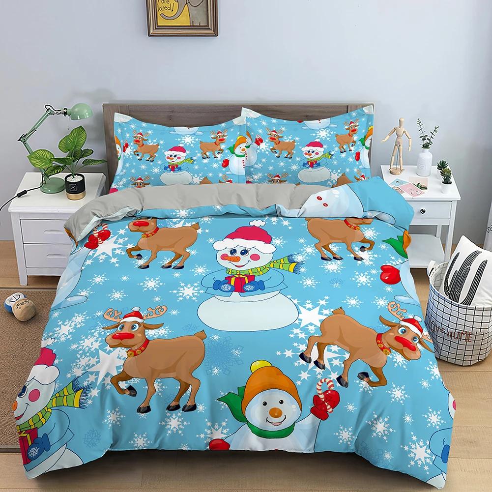 Comforter Christmas Snowman Christmas Hat Merry Christmas Style Decor King Queen Full Sizes For Women Men Kids Holiday Gifts
