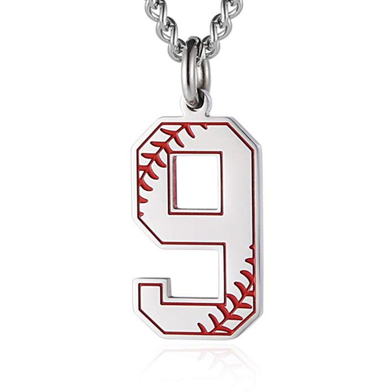 INS trendy stainless steel European and American fashion outdoor digital baseball necklace men's accessories titanium steel pendant