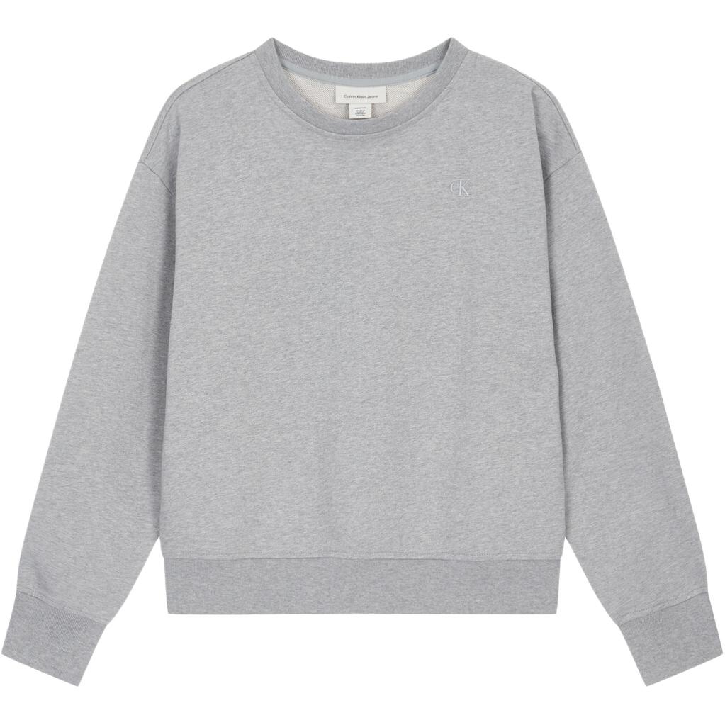 

Calvin Klein Solid Loose Fit Crew Neck Long Sleeve Sweatshirt Women tops Gray 47B236G-P79 XS