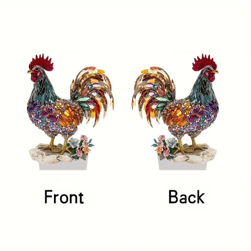 2D Flat Rooster Figurines Colorful Creative Acrylic Ornament Office Desktop Decoration Figurines Living Room Modern Ornament