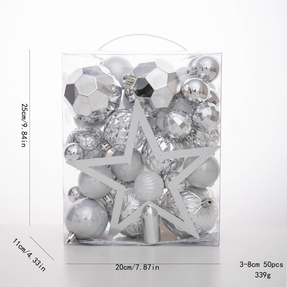 50PCS Fashion Plastic Christmas Ball Set 3/4/5/6/8cm Suspensable Christmas Tree Balls Multicolor Xmas Baubles Scene Supplies