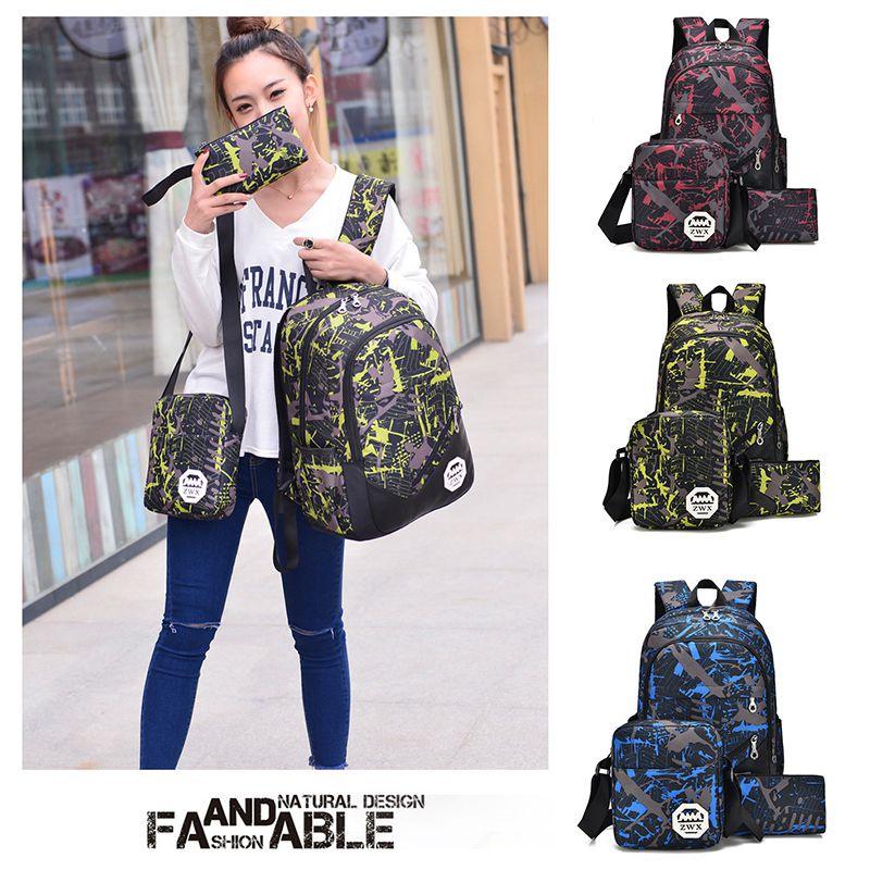 Stylish And Waterproof Canvas Backpack Set With Usb Charging For Men And Women