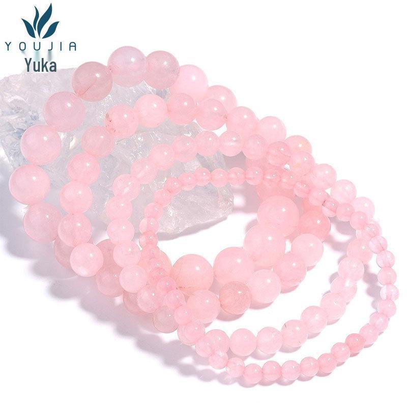 

High-End Rose Quartz Elastic Beaded Bracelet - Versatile Accessory for Women